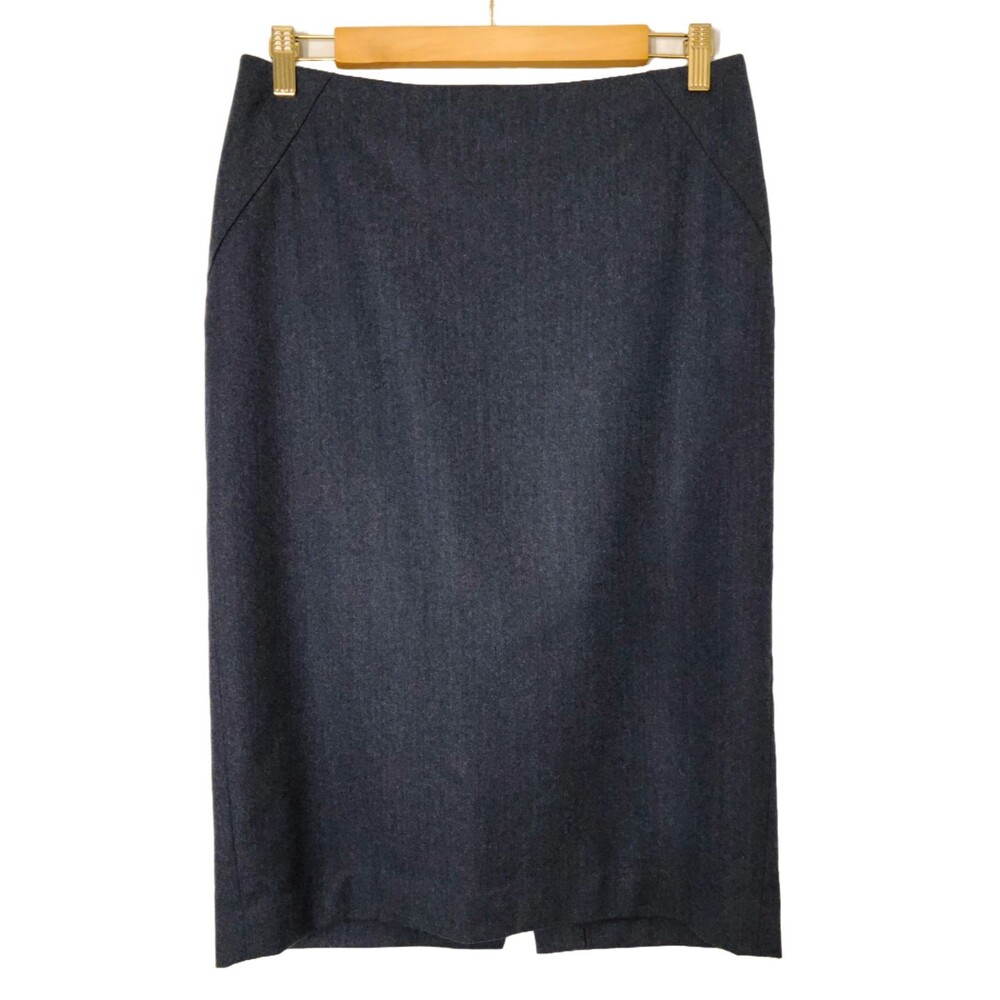Talbots Women's Italian Flannel 99% Wool Straight Skirt Lined Blue Gray Size 6